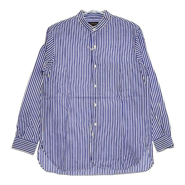 A VONTADE Banded Collar Shirts 定価20900円 VTD-0312-SH ストライプ 長袖シャツ ブルー ホワイト メンズ アボンタージ【中古】5-0426M∞