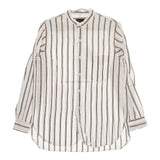 A VONTADE Banded Collar Shirts 定価20900円 VTD-0312-SH ストライプ 長袖シャツ ホワイト ブラウン メンズ アボンタージ【中古】5-0426M∞