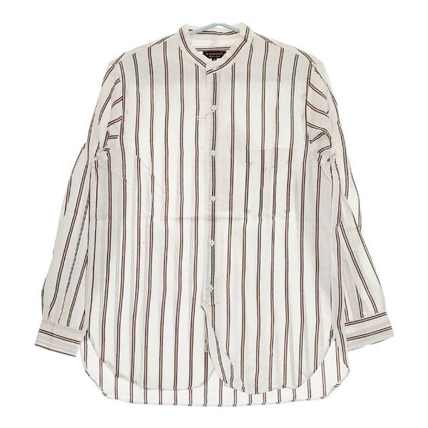 A VONTADE Banded Collar Shirts 定価20900円 VTD-0312-SH ストライプ 長袖シャツ ホワイト ブラウン メンズ アボンタージ【中古】5-0426M∞