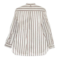 A VONTADE Banded Collar Shirts 定価20900円 VTD-0312-SH ストライプ 長袖シャツ ホワイト ブラウン メンズ アボンタージ【中古】5-0426M∞