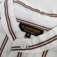 A VONTADE Banded Collar Shirts 定価20900円 VTD-0312-SH ストライプ 長袖シャツ ホワイト ブラウン メンズ アボンタージ【中古】5-0426M∞
