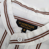 A VONTADE Banded Collar Shirts 定価20900円 VTD-0312-SH ストライプ 長袖シャツ ホワイト ブラウン メンズ アボンタージ【中古】5-0426M∞