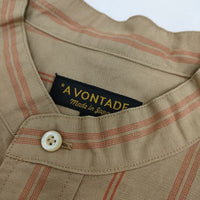 A VONTADE 新品 Banded Collar Shirts 定価20900円 VTD-0312-SH ストライプ 長袖シャツ ベージュ メンズ アボンタージ【中古】5-0426M∞