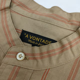 A VONTADE 新品 Banded Collar Shirts 定価20900円 VTD-0312-SH ストライプ 長袖シャツ ベージュ メンズ アボンタージ【中古】5-0426M∞