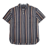 A VONTADE 新品 定価18700円 VTD-0316-SH コットンリネン ストライプ 半袖シャツ ネイビー メンズ アボンタージ【中古】5-0426S∞