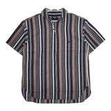 A VONTADE 新品 定価18700円 VTD-0316-SH コットンリネン ストライプ 半袖シャツ ネイビー メンズ アボンタージ【中古】5-0426S∞