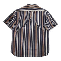 A VONTADE 新品 定価18700円 VTD-0316-SH コットンリネン ストライプ 半袖シャツ ネイビー メンズ アボンタージ【中古】5-0426S∞