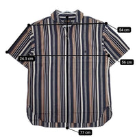 A VONTADE 新品 定価18700円 VTD-0316-SH コットンリネン ストライプ 半袖シャツ ネイビー メンズ アボンタージ【中古】5-0426S∞