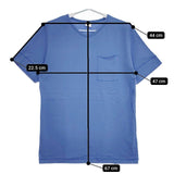 MANUAL ALPHABET 新品 MA-C-043 サイズ3 ポケット付 半袖Ｔシャツ カットソー ブルー メンズ マニュアルアルファベット【中古】5-0424S∞