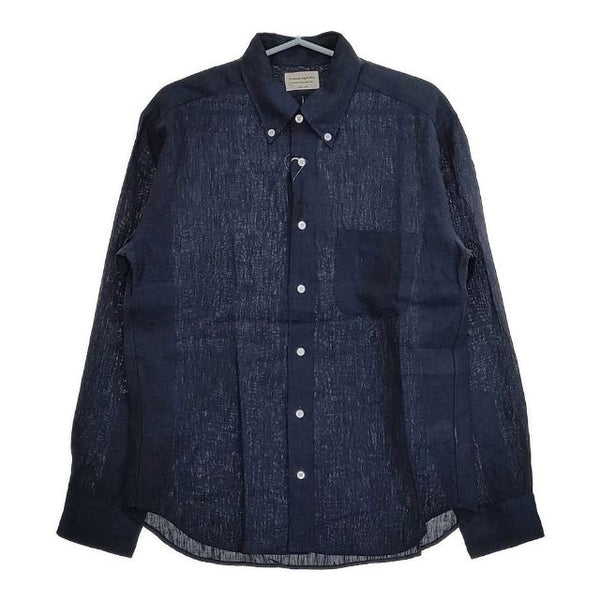MANUAL ALPHABET 新品 LINEN BASIC BD SHT 定価11800円 BSC-SPT-023 4 長袖シャツ ネイビー メンズ マニュアルアルファベット【中古】5-0424M∞