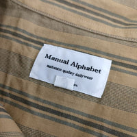 MANUAL ALPHABET 新品 MS-S-422 レーヨン混 ストライプ 定価12500円 長袖シャツ ベージュ メンズ マニュアルアルファベット【中古】5-0424M∞
