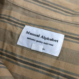 MANUAL ALPHABET 新品 MS-S-422 レーヨン混 ストライプ 定価12500円 長袖シャツ ベージュ メンズ マニュアルアルファベット【中古】5-0424M∞