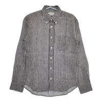 MANUAL ALPHABET 新品 LINEN BASIC BD SHT 定価14080円 チェック 長袖シャツ ブラック ホワイト メンズ マニュアルアルファベット【中古】5-0424M∞