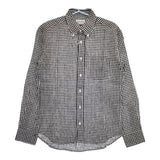 MANUAL ALPHABET 新品 LINEN BASIC BD SHT 定価14080円 チェック 長袖シャツ ブラック ホワイト メンズ マニュアルアルファベット【中古】5-0424M∞