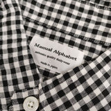 MANUAL ALPHABET 新品 LINEN BASIC BD SHT 定価14080円 チェック 長袖シャツ ブラック ホワイト メンズ マニュアルアルファベット【中古】5-0424M∞