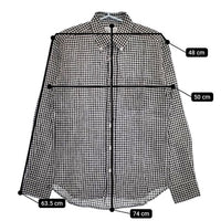 MANUAL ALPHABET 新品 LINEN BASIC BD SHT 定価14080円 チェック 長袖シャツ ブラック ホワイト メンズ マニュアルアルファベット【中古】5-0424M∞