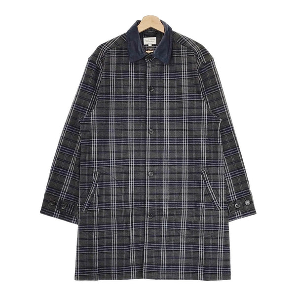 MANUAL ALPHABET 新品 3 MONALUCE S/TARTAN COAT 定価26180円 ステンカラーコート グレー メンズ マニュアルアルファベット【中古】4-1018T♪