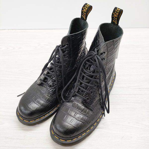 Dr.Martens クロコダイル型押し 8ホール サイズUK6 AW006 KV 09 S ブーツ ブラック メンズ ドクターマーチン【中古】4-1205G◆