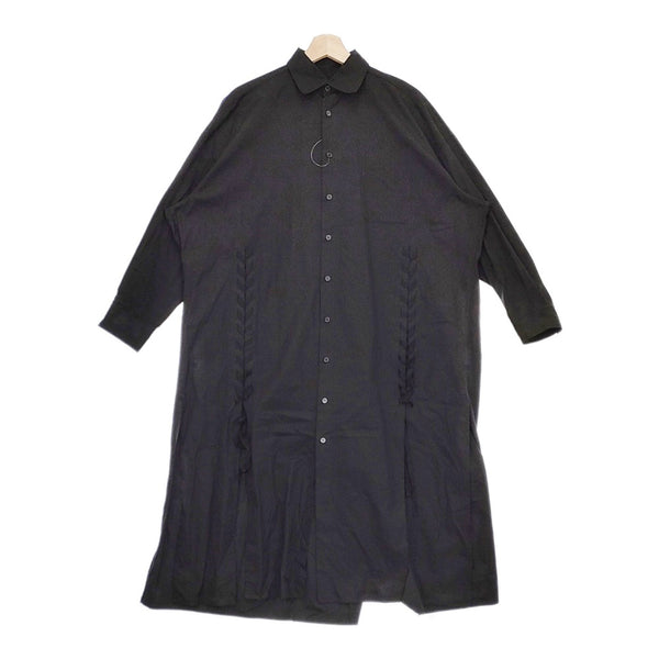 B Yohji Yamamoto Broad Long Shirt ブロードロングシャツ レースアップワンピース 20SS ブラック ビーヨウジヤマモト【中古】4-1219M♪