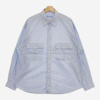 PORTER CLASSIC ROLL UP STRIPE SHIRT ロールアップ 長袖シャツ ブルー メンズ ポータークラシック【中古】5-0111M∞