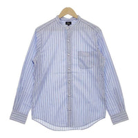 Harriss バンドカラーシャツ ストライプ 長袖シャツ ブルー ホワイト メンズ ハリス【中古】5-0317M∞