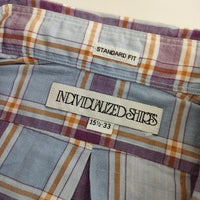 INDIVIDUALIZED SHIRTS アメリカ製 USA製 スタンダードフィット チェック BD 長袖シャツ ブルー メンズ インディビジュアライズドシャツ【中古】5-0317M∞