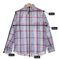 INDIVIDUALIZED SHIRTS アメリカ製 USA製 スタンダードフィット チェック BD 長袖シャツ ブルー メンズ インディビジュアライズドシャツ【中古】5-0317M∞