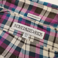 INDIVIDUALIZED SHIRTS アメリカ製 USA製 スタンダードフィット チェック BD 長袖シャツ パープル メンズ インディビジュアライズドシャツ【中古】5-0317M∞