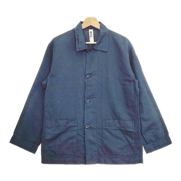 MHL. 596-9125505 DRY COTTON LINEN シャツジャケット 長袖シャツ ネイビー メンズ エムエイチエル【中古】5-0118M∞