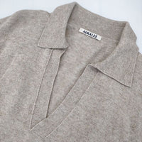 AURALEE SUPER FINE CASHMERE SILK KNIT SKIPPER POLO 定価46200円 セーター ニット 23SS ベージュ メンズ オーラリー【中古】5-0109M∞