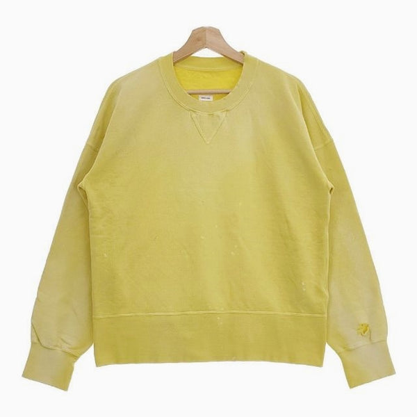 VISVIM 新品 COURT SWEAT L／S CRASH ダメージ加工 クルーネック スウェット イエロー メンズ ビズビム/ヴィズヴィム【中古】5-0202M∞