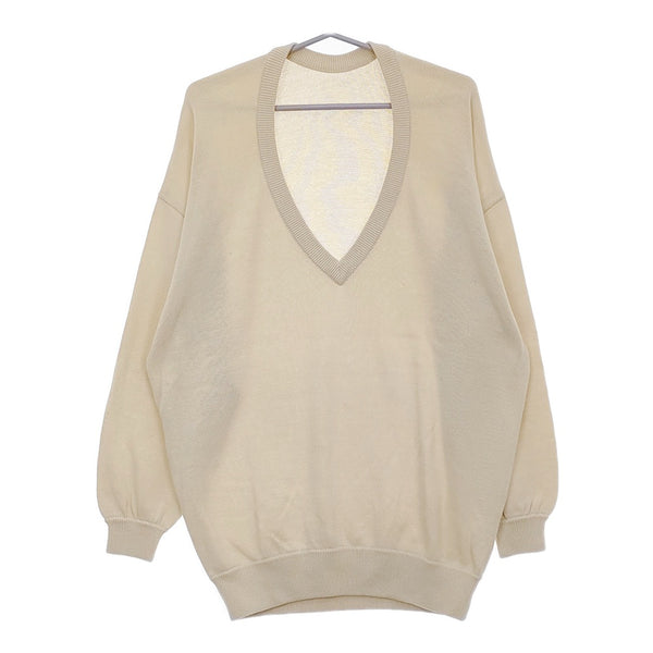 adam et Rope オーバーサイズVネックニット サイズ38 定価16500円 コットン セーター ニット ベージュ メンズ アダムエロペ【中古】5-0223M♪