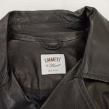 EMMETI ラムレザー ラムスキン 羊革 LAMBSKIN イタリア製 48 ダブル ライダースジャケット ブラック メンズ エンメティ【中古】4-1126T♪