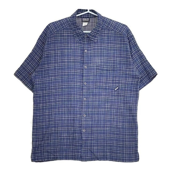 patagonia オーガニックコットン M's Short-Sleeved A/C Yarn Dye Shirt 52919 半袖シャツ ネイビー メンズ パタゴニア【中古】5-0519S∞