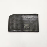 monsieur NICOLE 型押し クラッチバッグ ブラック メンズ ムッシュニコル【中古】5-0407G◎