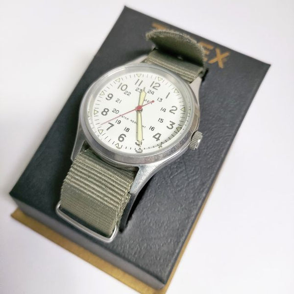 TIMEX/J.CREW vintage field army watch  ミリタリーウオッチ クオーツステンレスケース 腕時計 カーキ シルバー メンズ タイメックス/ジェイクルー【中古】5-0212G∞