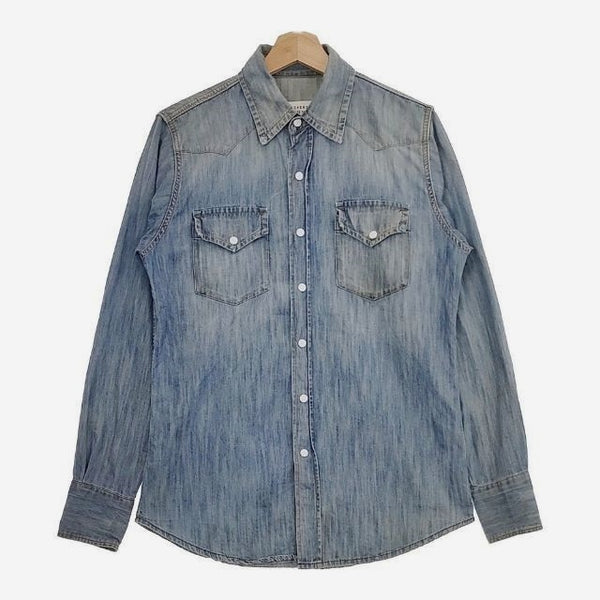 Maison Martin Margiela 10 アーカイブ Elbow Patch Western Shirt ウエスタンデニム 長袖シャツ ブルー メンズ メゾンマルタンマルジェラ【中古】5-0202M∞