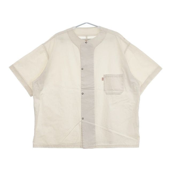 HINSON ノーカラー　ドットボタン スリーピングシャツ  232-1029 半袖シャツ キナリ ベージュ メンズ ヒンソン【中古】5-0519S∞