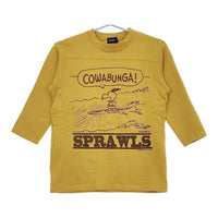 SPRAWLS スヌーピープリント サイズM フットボール 七分袖 Ｔシャツ カットソー イエロー メンズ スプロールズ【中古】5-0223M♪