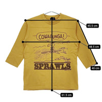 SPRAWLS スヌーピープリント サイズM フットボール 七分袖 Ｔシャツ カットソー イエロー メンズ スプロールズ【中古】5-0223M♪