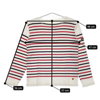 ARMOR LUX/BEAMS 別注 フランス製 サイズ1 ボーダー 長袖Tシャツ カットソー ロンT ホワイト メンズ アルモーリュックス/ビームス【中古】5-0223M♪
