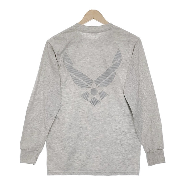 SOFFE USA製 US エアフォース AIR FORCE リフレクタープリント サイズS 長袖Ｔシャツ カットソー ロンＴ グレー メンズ ソフィー【中古】5-0119M♪