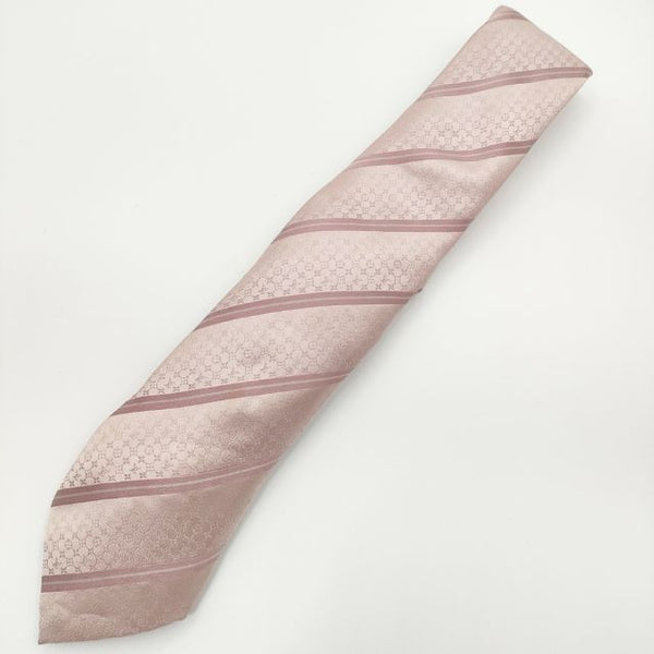 LOUIS VUITTON モノグラム柄 ストライプ シルク イタリア製 ネクタイ ピンク メンズ ルイ・ヴィトン【中古】5-0510G∞