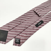 HUGO BOSS ストライプ シルク ネクタイ ワインレッド メンズ ヒューゴボス【中古】5-0510G∞