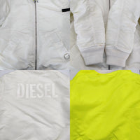 DIESEL ダメージ加工 リバーシブルMA-1 サイズM ミリタリージャケット ブルゾン ホワイト イエロー メンズ ディーゼル【中古】5-0117T♪