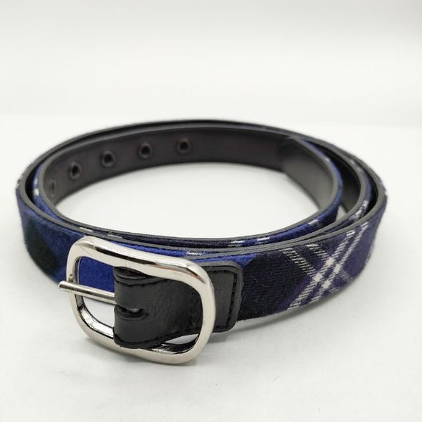 uniform experiment ナロー CHECK REVERSIBLE BELT ベルト ブルー ブラック メンズ ユニフォームエクスペリメント【中古】5-0510G∞