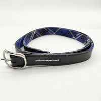uniform experiment ナロー CHECK REVERSIBLE BELT ベルト ブルー ブラック メンズ ユニフォームエクスペリメント【中古】5-0510G∞