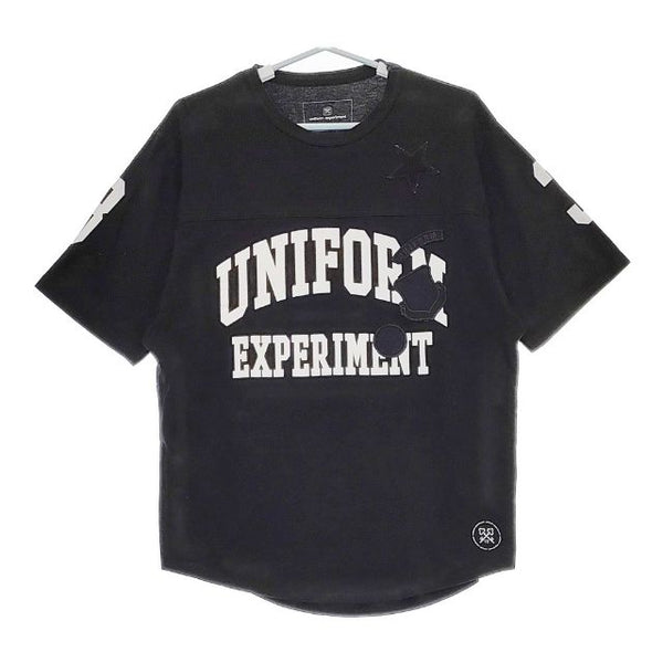 uniform experiment MULTI WAPPEN NUMBERING FOOTBALL TEE UE-160005 半袖Ｔシャツ カットソー ブラック メンズ ユニフォームエクスペリメント【中古】5-0519S∞