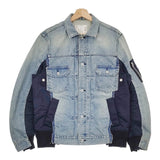 Sacai Denim MA-1 Jacket 1 再構築 ドッキング インディゴ SCM-022 デニムジャケット ライトブルー ネイビー メンズ サカイ【中古】5-0113M♪