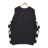 THRIFTY LOOK ペルー製ウールニット チェッカー サイズM セーター ニット ブラック ホワイト メンズ スリフティールック【中古】5-0128T♪